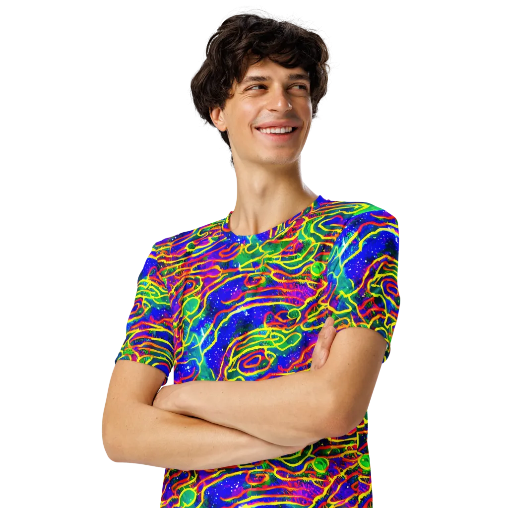 Neon Bioluminescence on Men's Crew Neck T-Shirt — Left Front