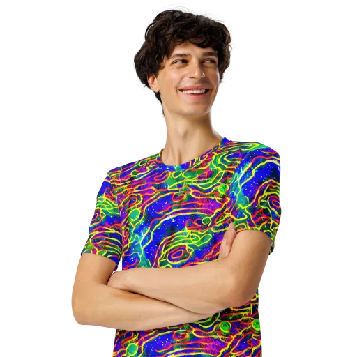 Neon Bioluminescence on a Men's Crew Neck T-Shirt