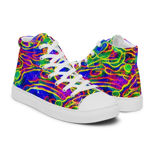 Neon Bioluminescence on a Men's High Top Canvas Shoes