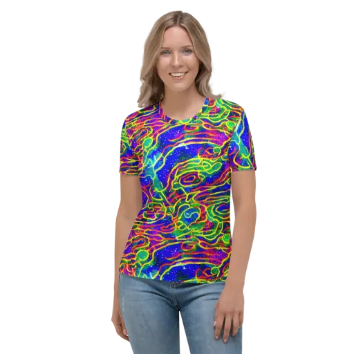 Neon Bioluminescence on a Women's Crew Neck T-Shirt