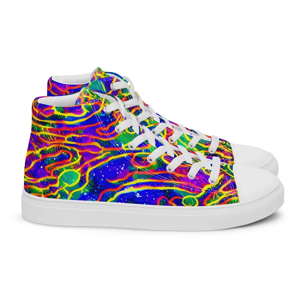 Neon Bioluminescence on Women's High Top Canvas Shoes — Right