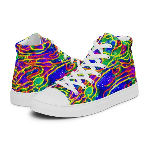 Neon Bioluminescence on a Women's High Top Canvas Shoes
