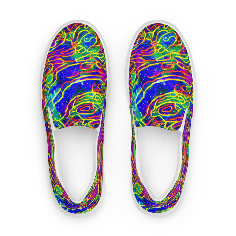 Neon Bioluminescence on Men's Slip-On Canvas Shoes — Front