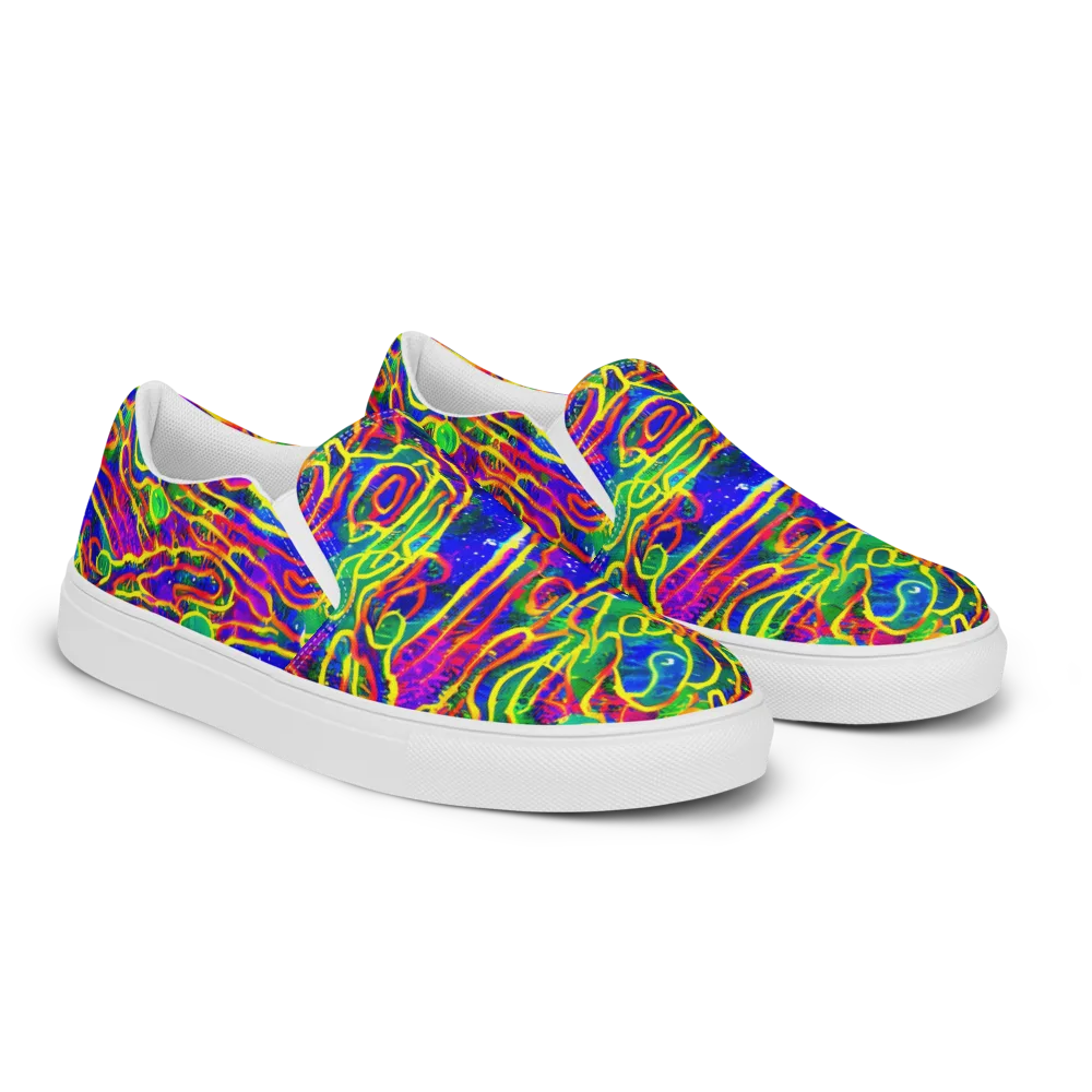 Neon Bioluminescence on Men's Slip-On Canvas Shoes — Right Front