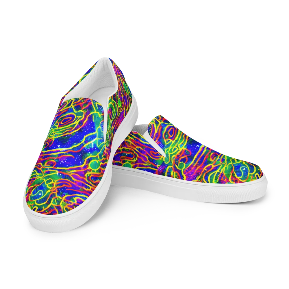 Neon Bioluminescence on Men's Slip-On Canvas Shoes — Left Front