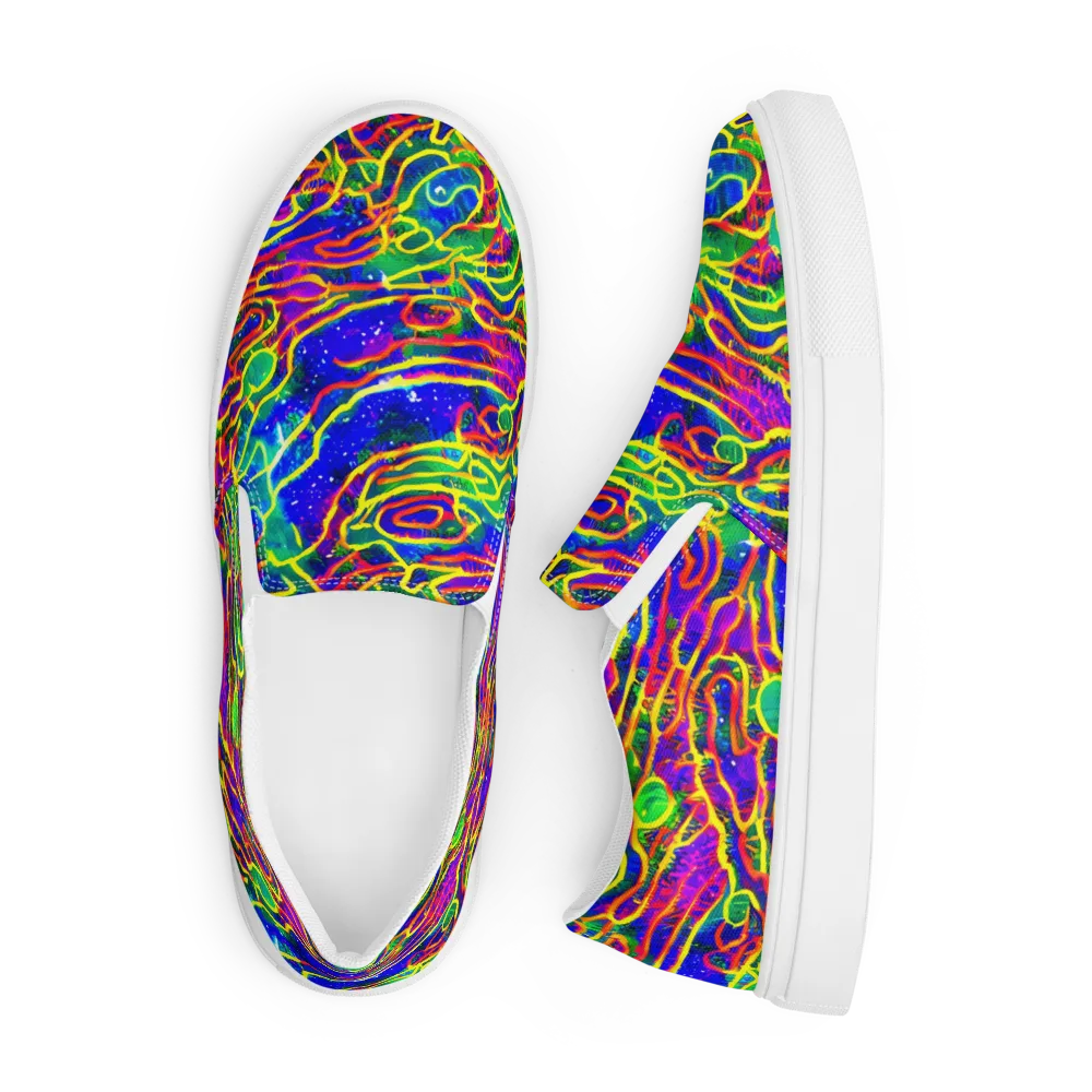 Neon Bioluminescence on Men's Slip-On Canvas Shoes — Front
