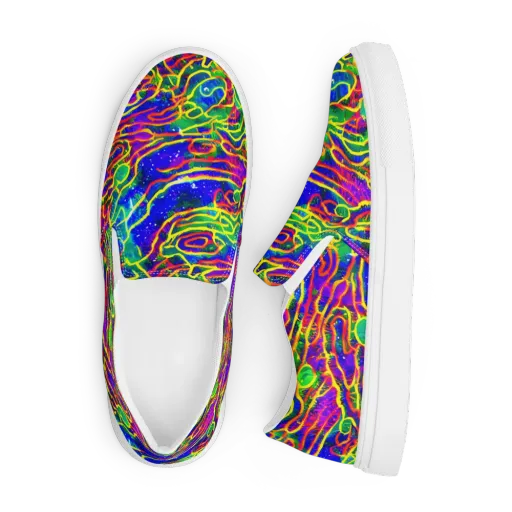 Neon Bioluminescence on a Men's Slip-On Canvas Shoes