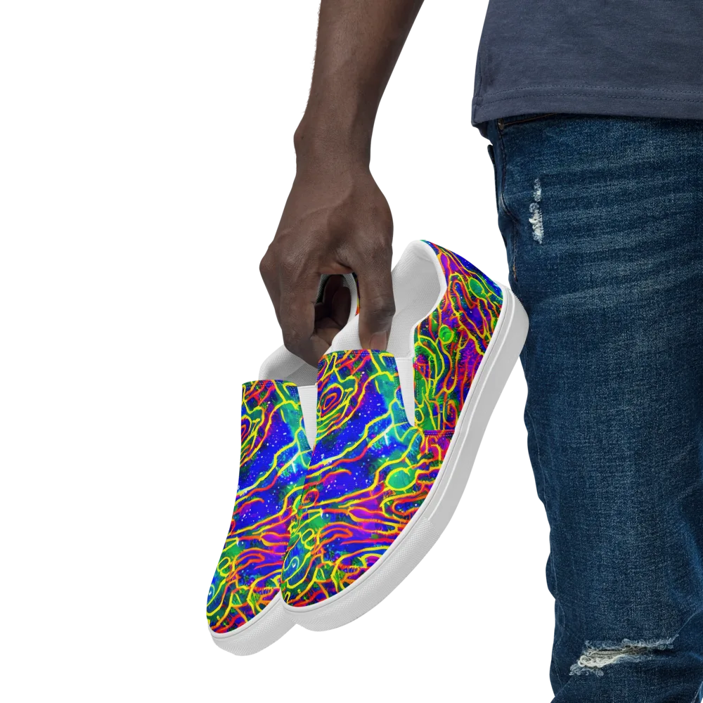 Neon Bioluminescence on Men's Slip-On Canvas Shoes — Left Front