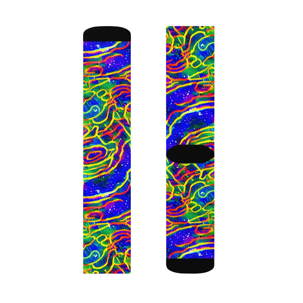 Neon Bioluminescence on Socks — Left Sock
