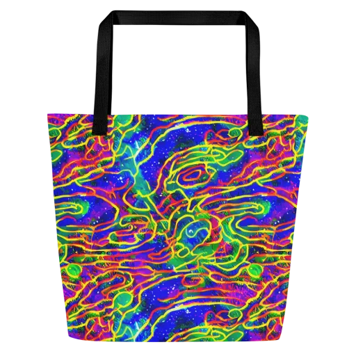Neon Bioluminescence on a Large Tote Bag W/ Pocket