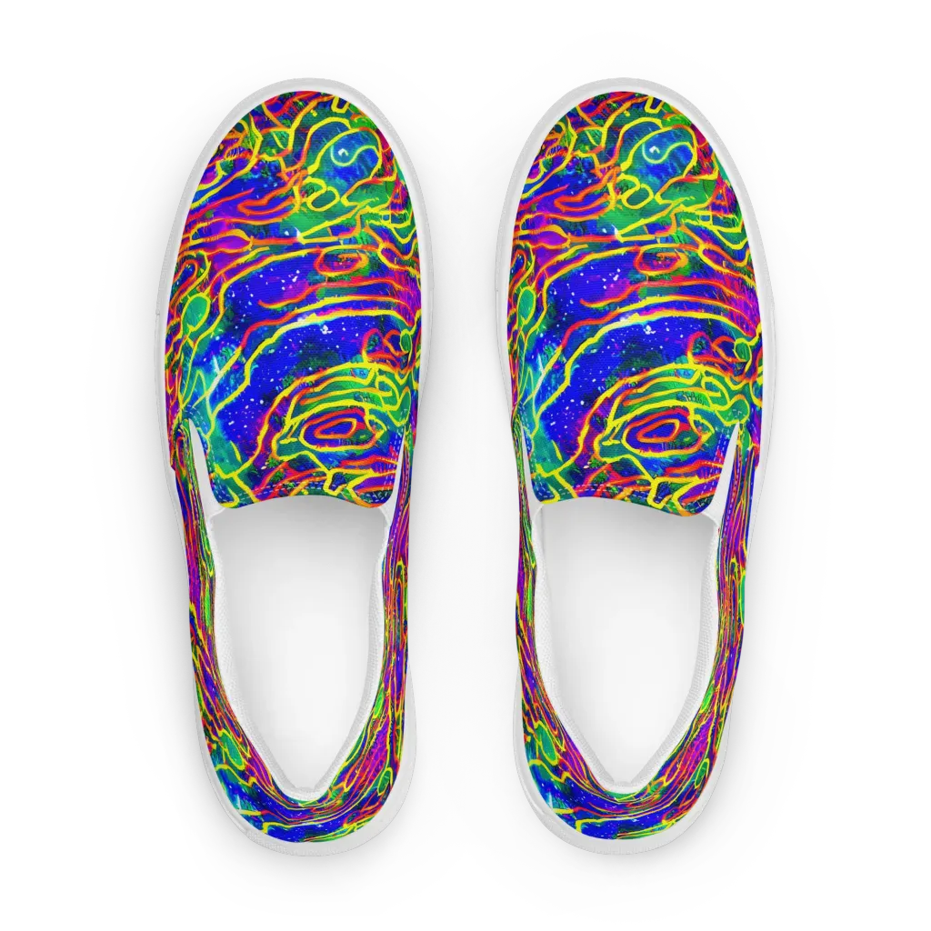 Neon Bioluminescence on Women's Slip-On Canvas Shoes — Front