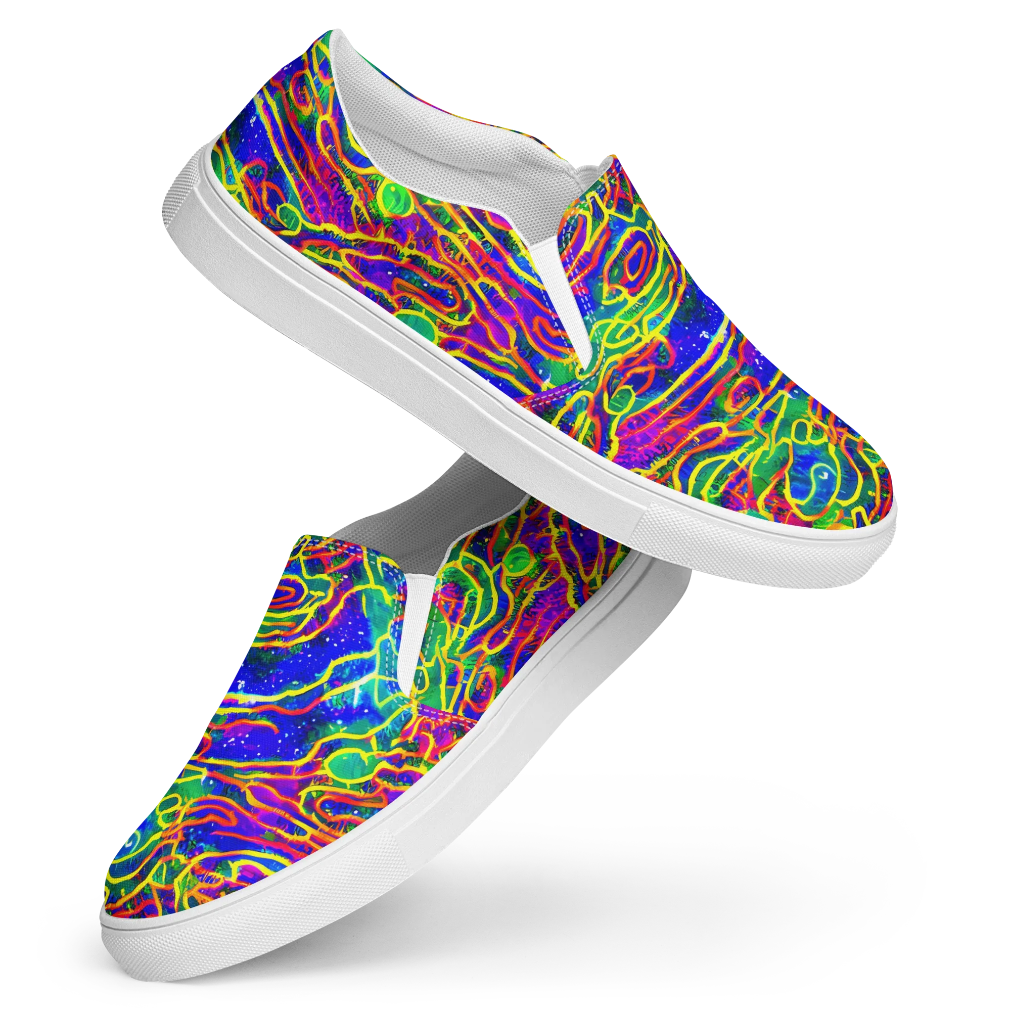 Neon Bioluminescence on Women's Slip-On Canvas Shoes — Front