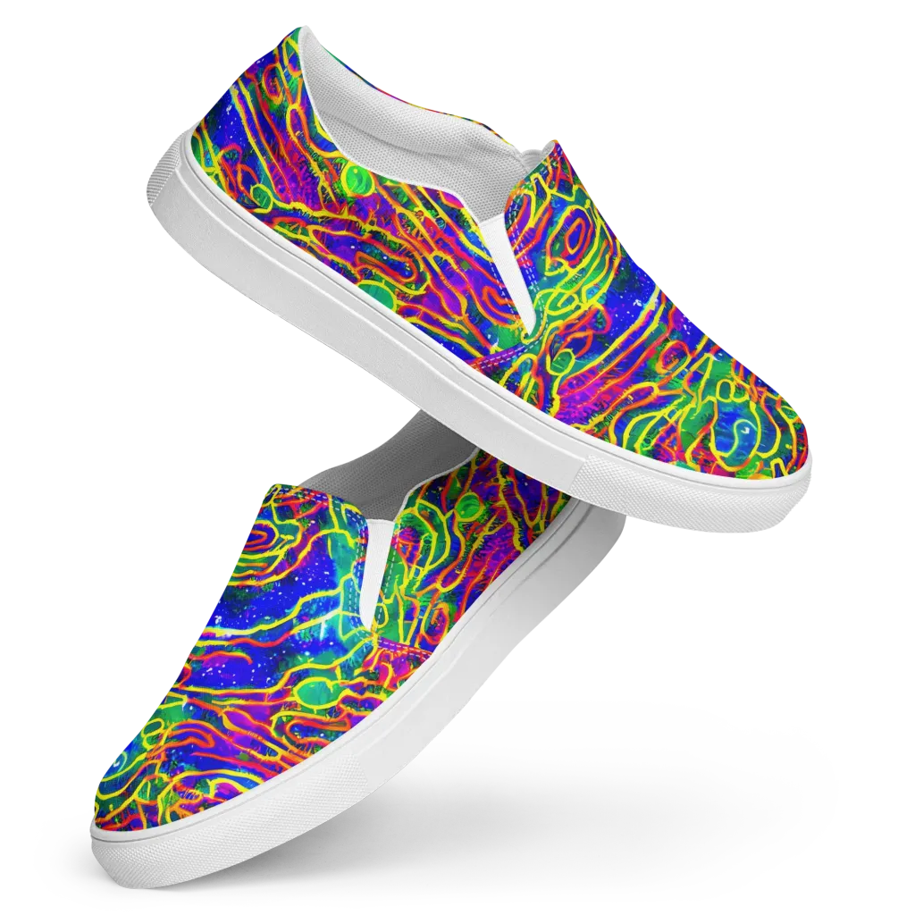 Neon Bioluminescence on Women's Slip-On Canvas Shoes — Front