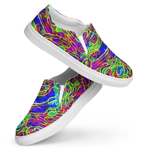 Neon Bioluminescence on a Women's Slip-On Canvas Shoes