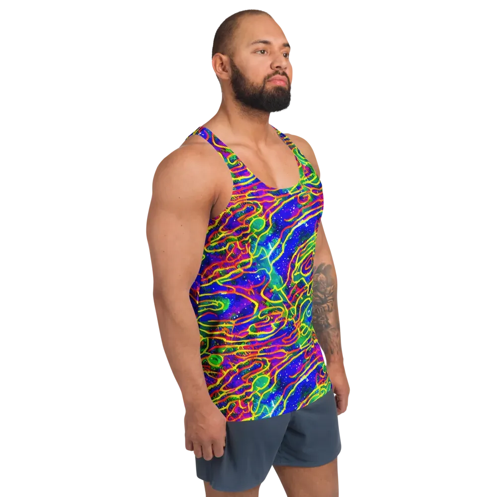 Neon Bioluminescence on Men's Tank Top — Right Front