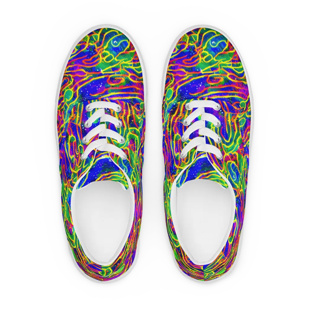 Neon Bioluminescence on Men's Lace-Up Canvas Shoes — Front