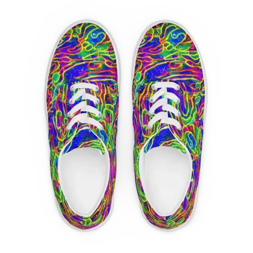 Neon Bioluminescence on a Men's Lace-Up Canvas Shoes