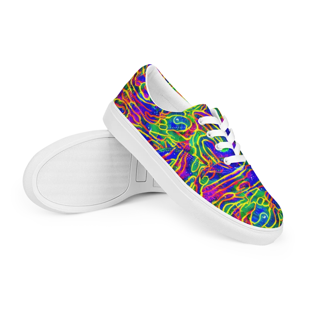 Neon Bioluminescence on Men's Lace-Up Canvas Shoes — Right Front
