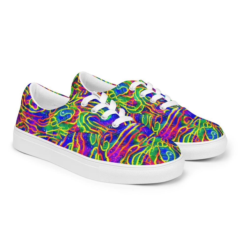Neon Bioluminescence on Men's Lace-Up Canvas Shoes — Right Front