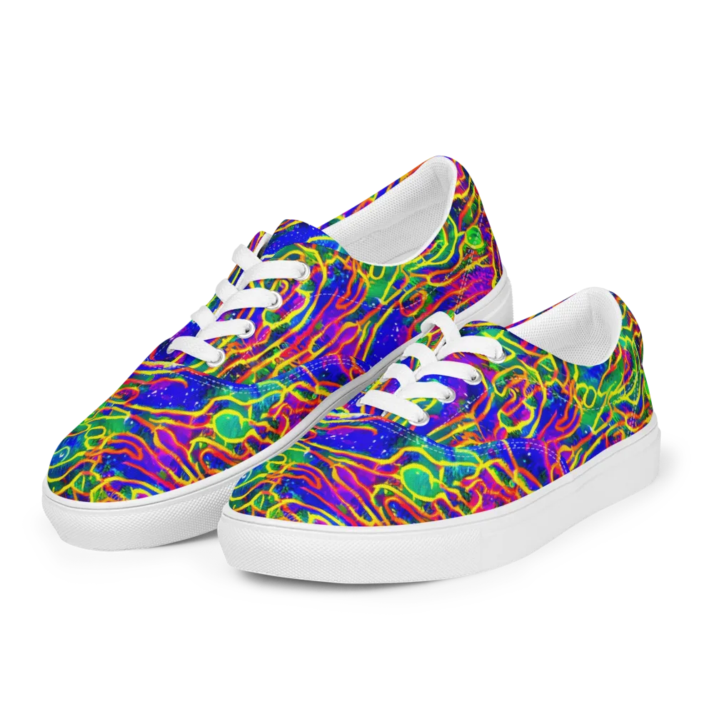 Neon Bioluminescence on Men's Lace-Up Canvas Shoes — Left Front