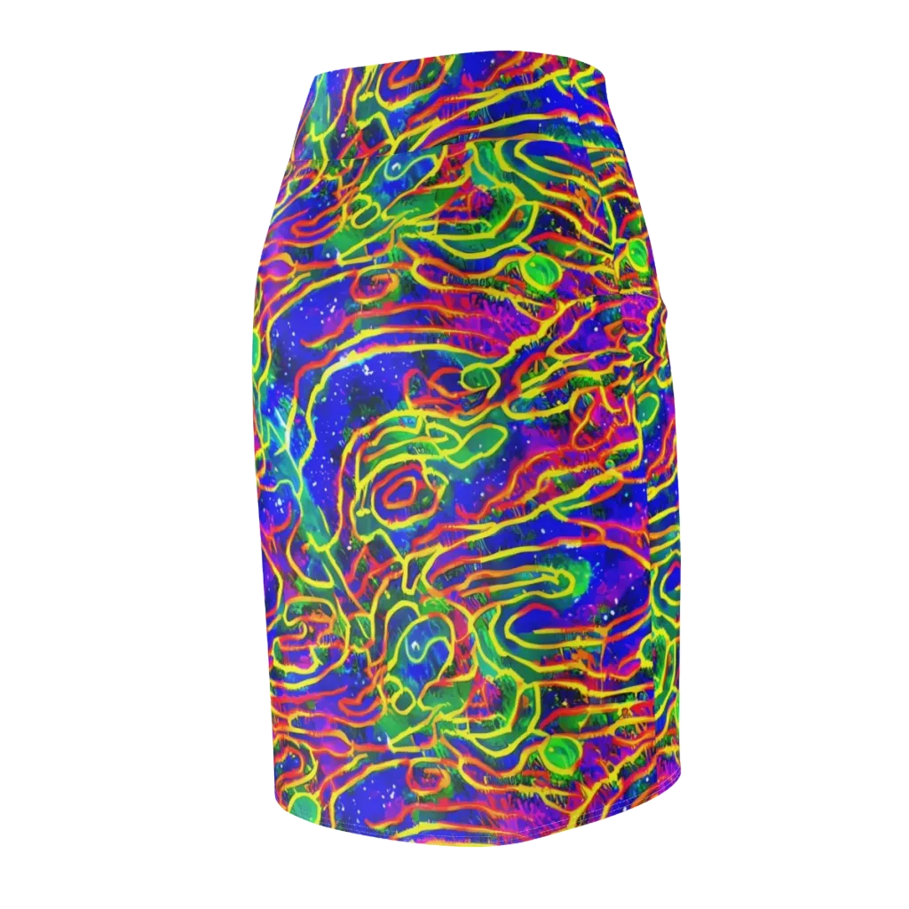 Neon Bioluminescence on Pencil Skirt — Back Side