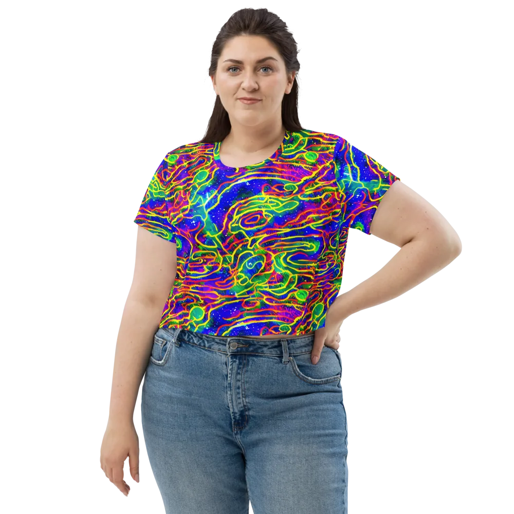 Neon Bioluminescence on Crop Tee — Front