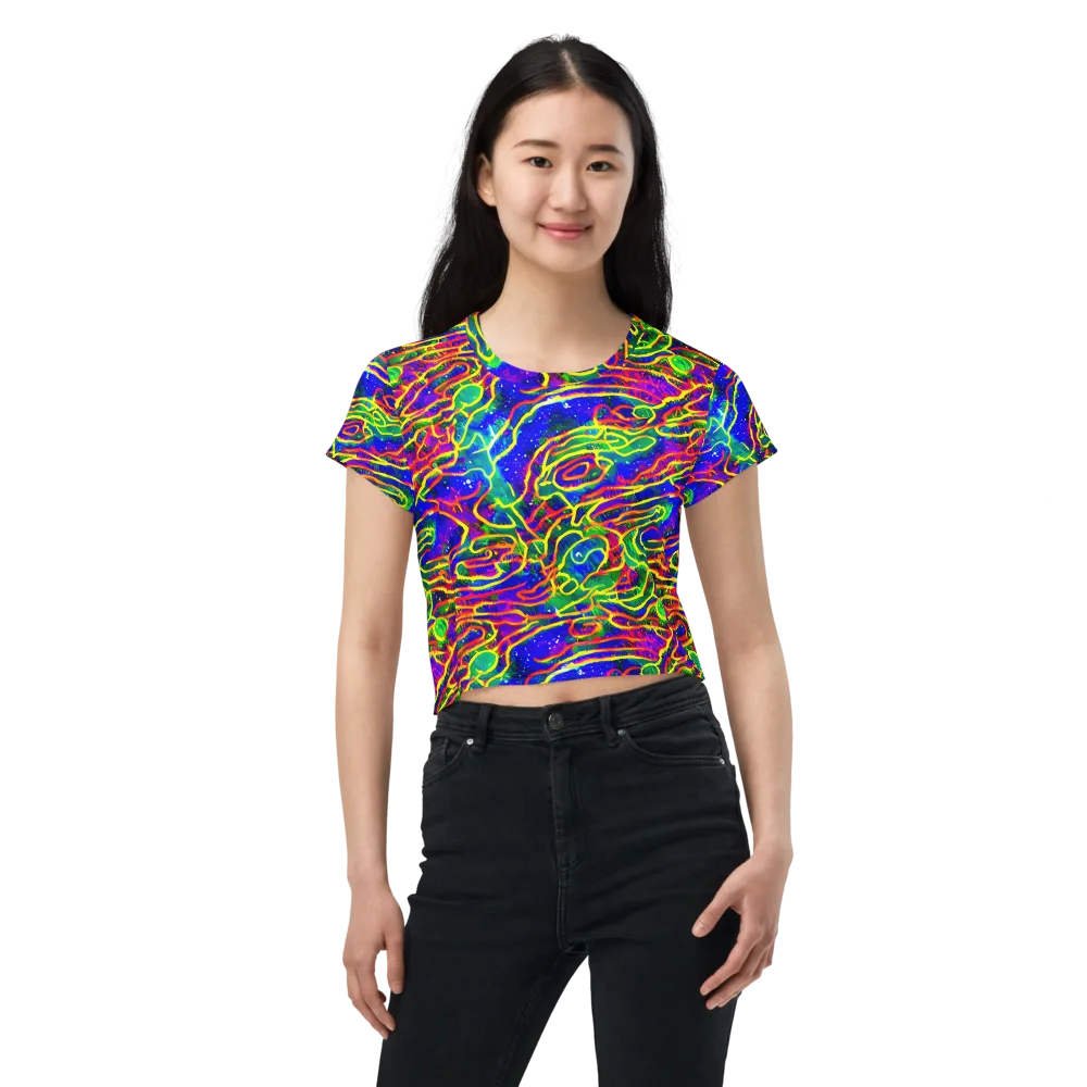 Neon Bioluminescence on Crop Tee — Front