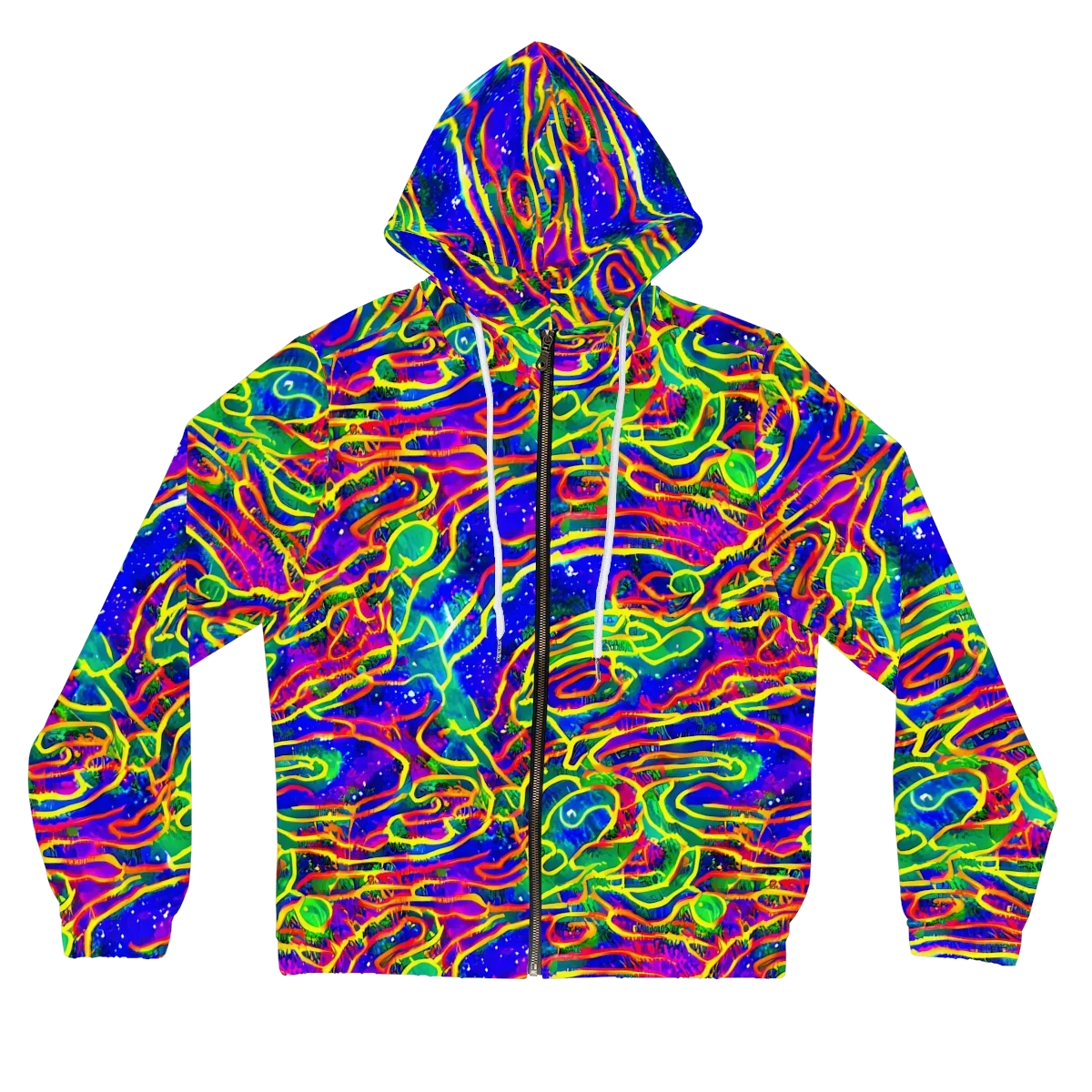 Neon Bioluminescence on Women's Full-Zip Hoodie — Front