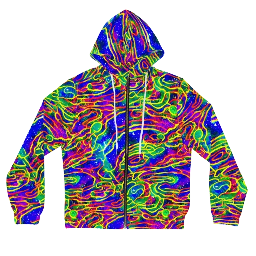 Neon Bioluminescence on a Women's Full-Zip Hoodie
