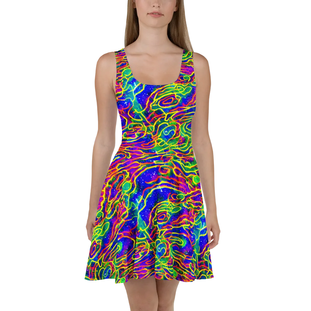 Neon Bioluminescence on Skater Dress — Front