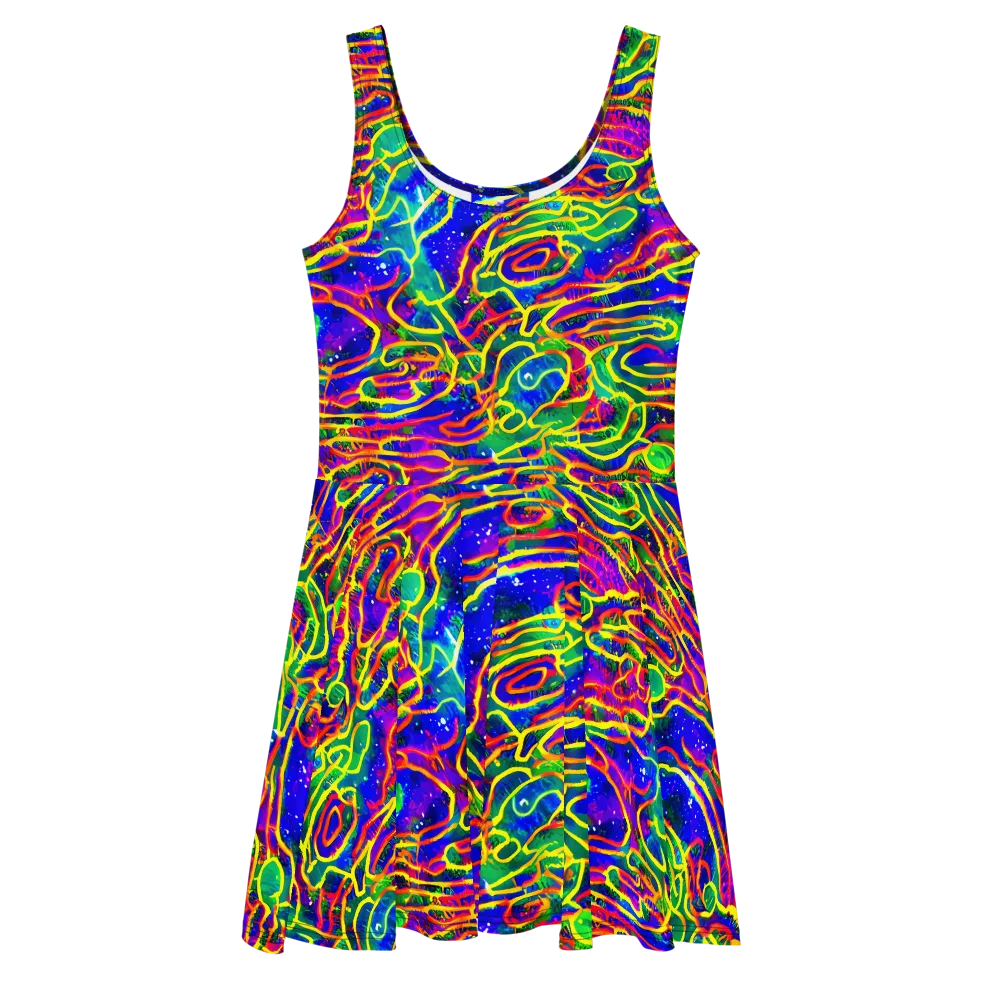 Neon Bioluminescence on Skater Dress — Front