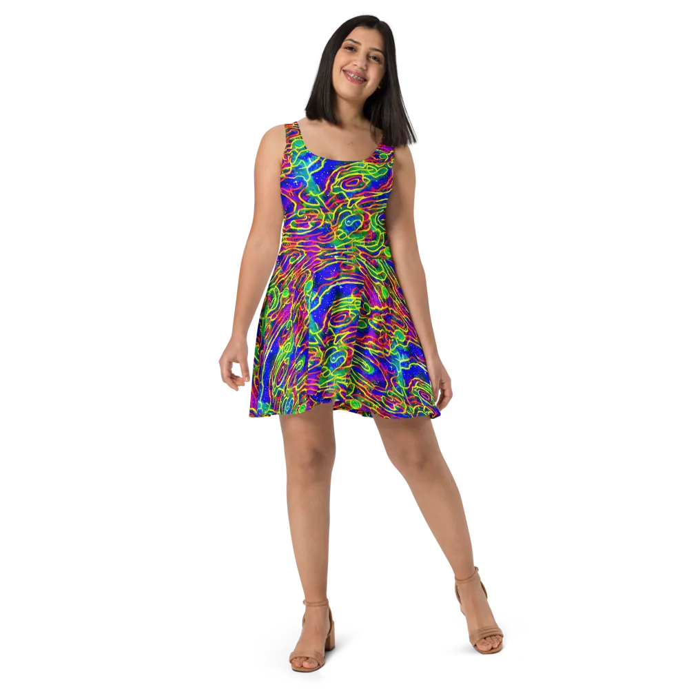 Neon Bioluminescence on Skater Dress — Front