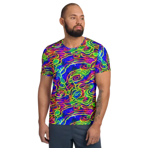 Neon Bioluminescence on a Men's Athletic T-Shirt