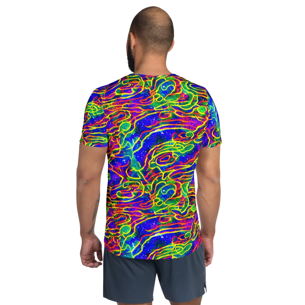 Neon Bioluminescence on Men's Athletic T-Shirt — Back