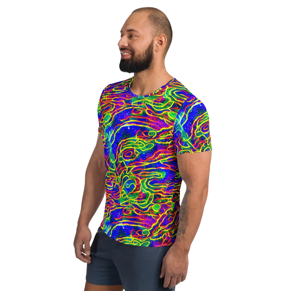 Neon Bioluminescence on Men's Athletic T-Shirt — Left
