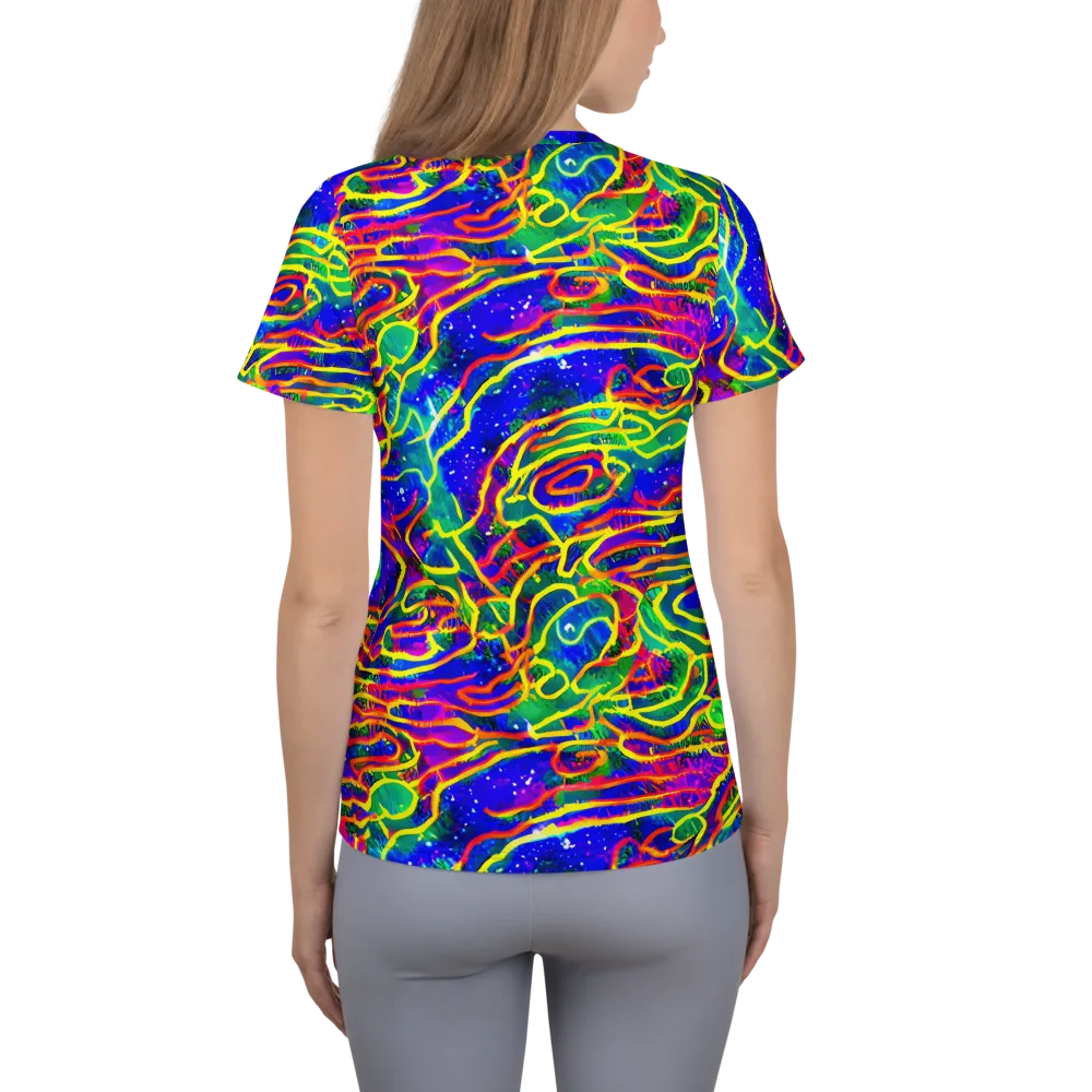 Neon Bioluminescence on Women's Athletic T-Shirt — Back