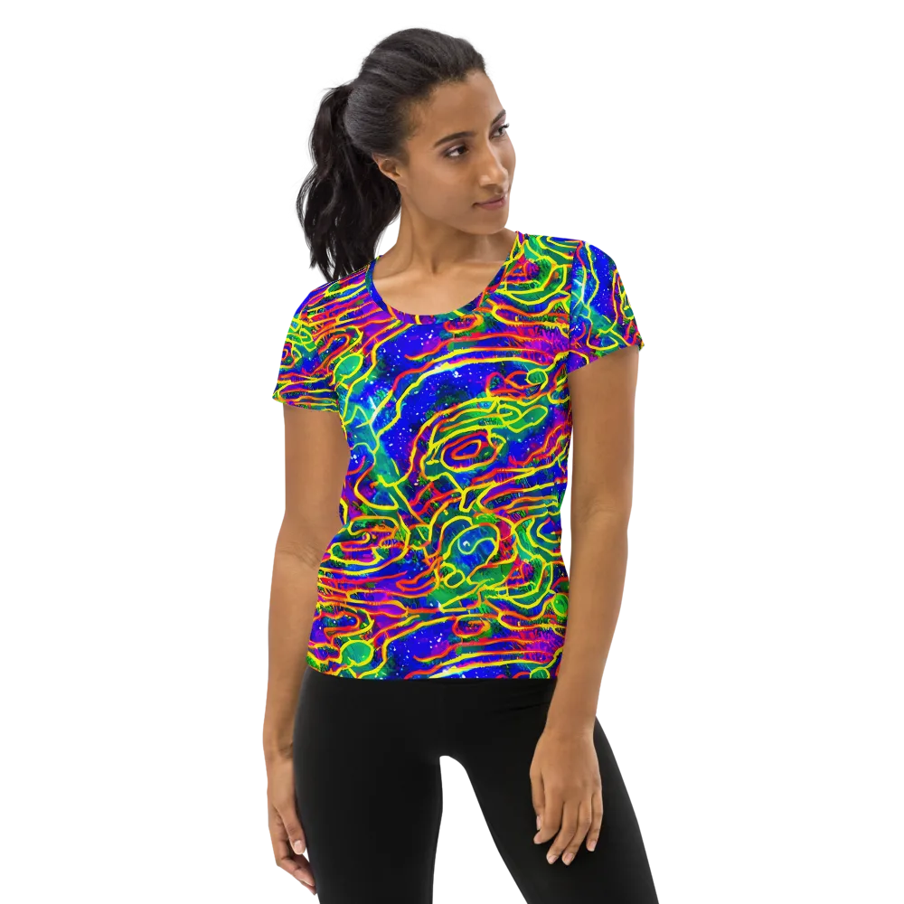 Neon Bioluminescence on Women's Athletic T-Shirt — Front