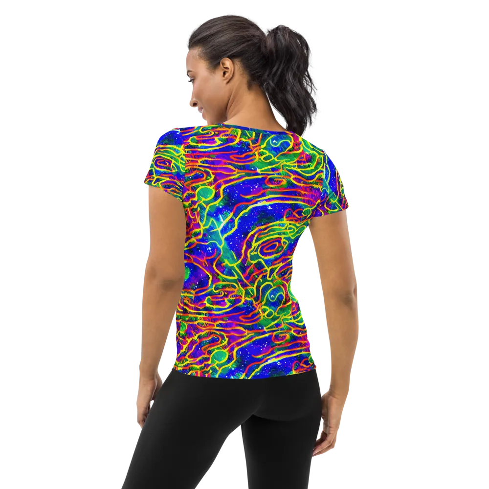 Neon Bioluminescence on Women's Athletic T-Shirt — Back