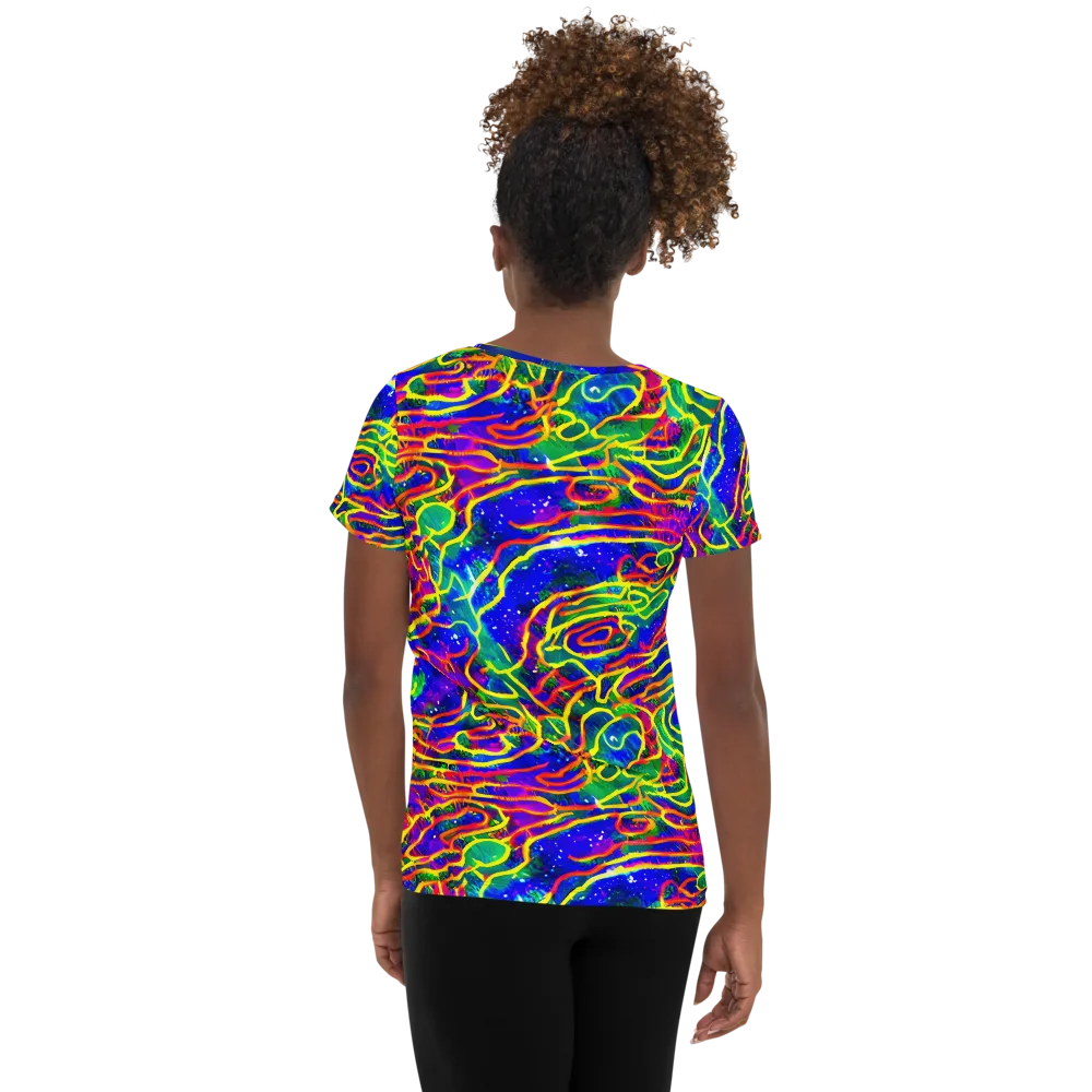 Neon Bioluminescence on Women's Athletic T-Shirt — Back