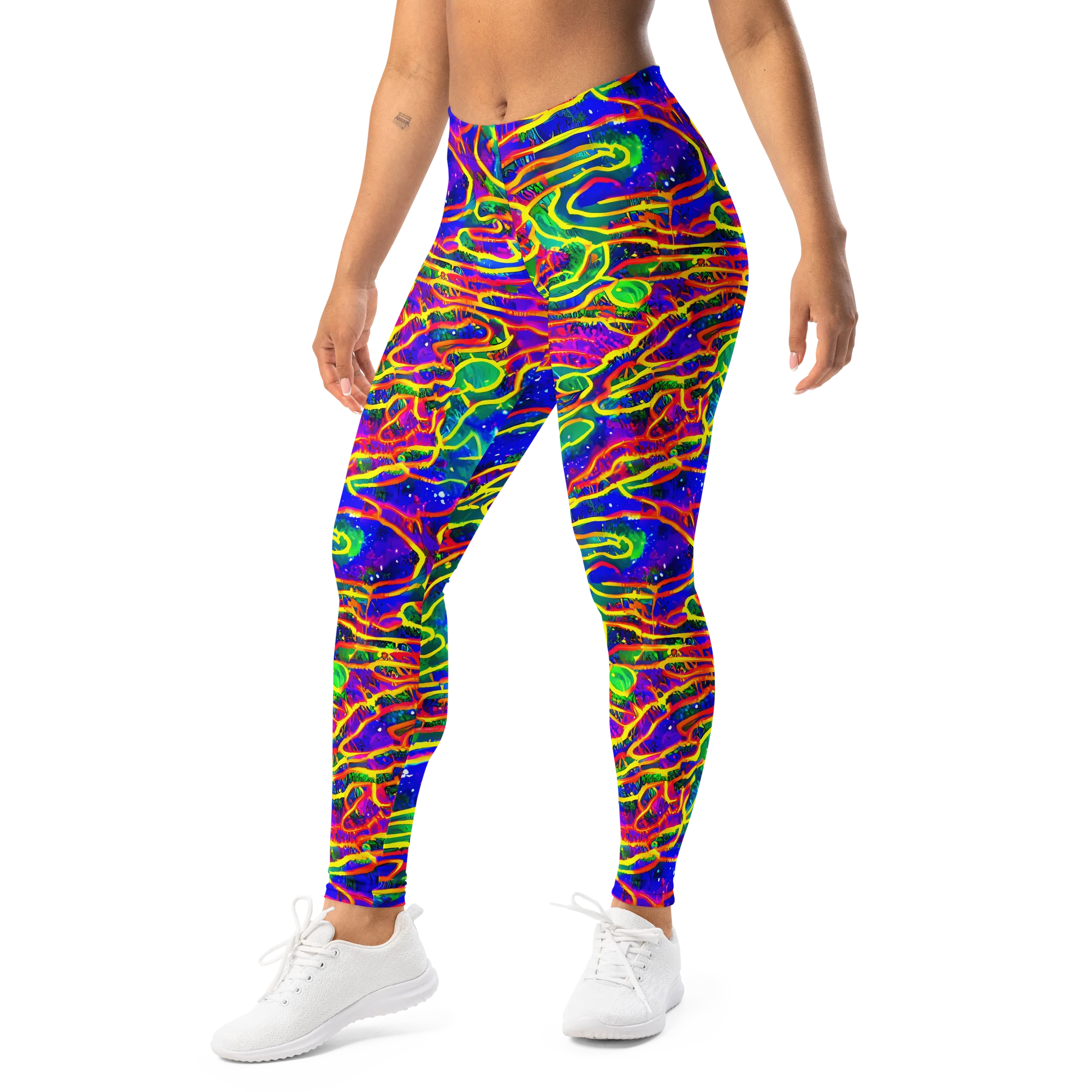 Neon Bioluminescence on Leggings — Left Front