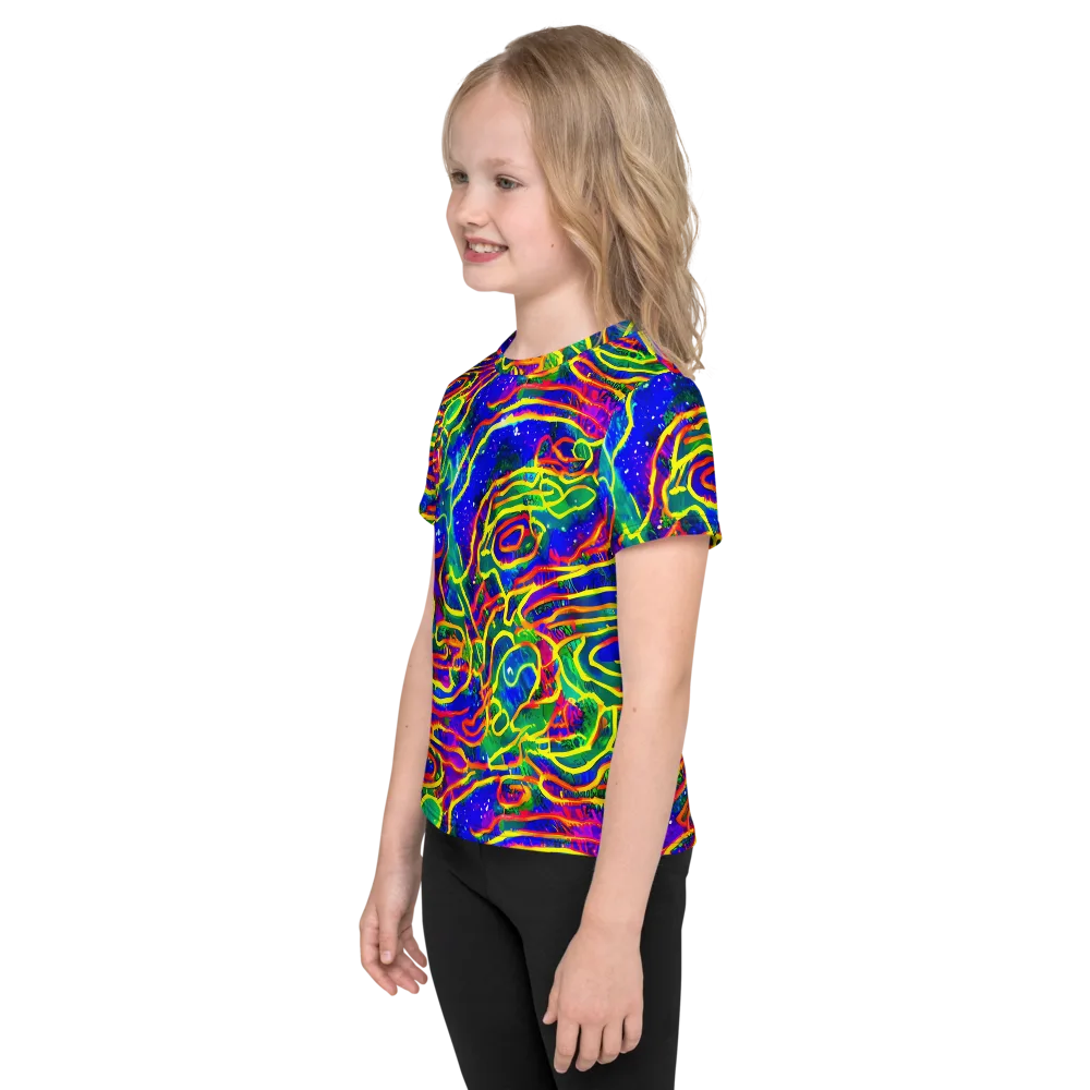 Neon Bioluminescence on Kids Crew Neck T-Shirt — Left