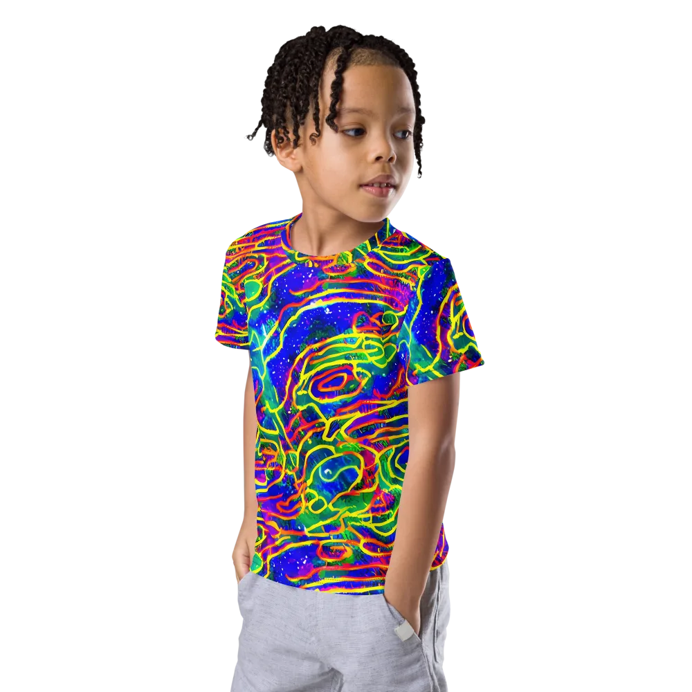 Neon Bioluminescence on Kids Crew Neck T-Shirt — Left Front