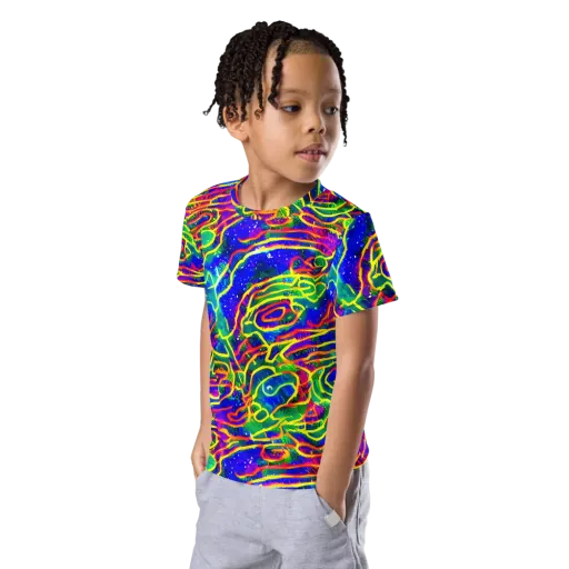 Neon Bioluminescence on a Kids Crew Neck T-Shirt