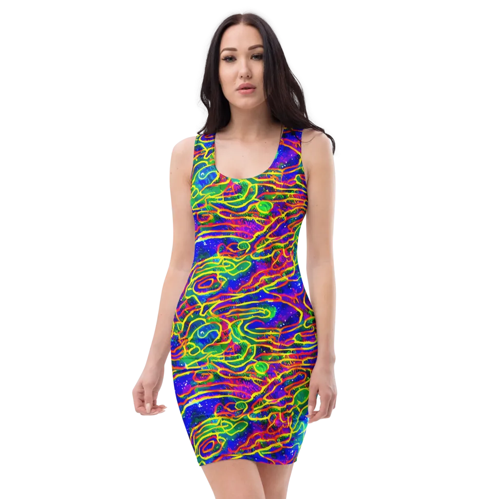 Neon Bioluminescence on Bodycon Dress — Front