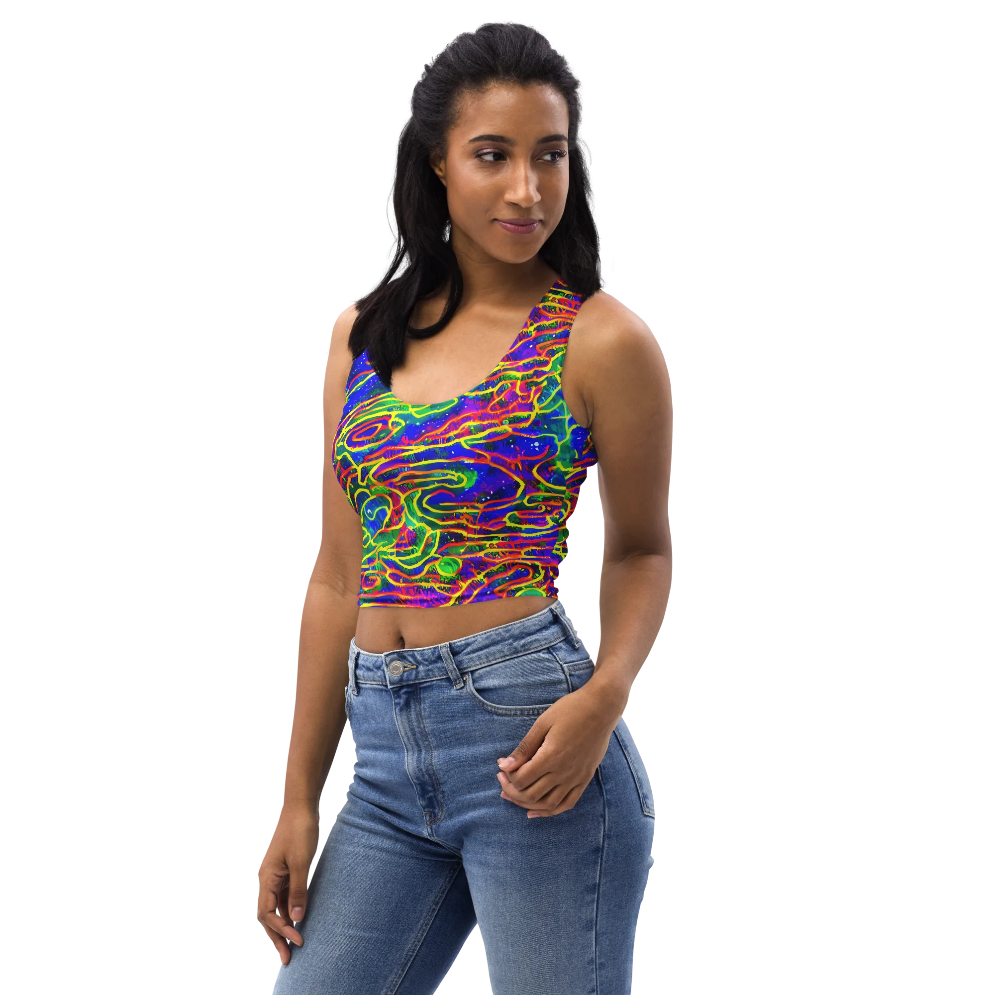 Neon Bioluminescence on Crop Top — Left Front
