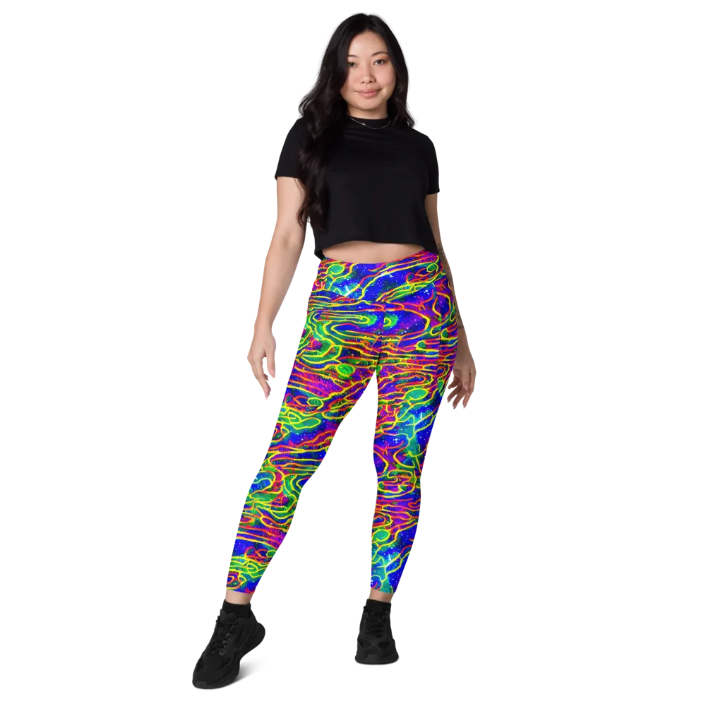 Neon Bioluminescence on Leggings with Pockets — Front