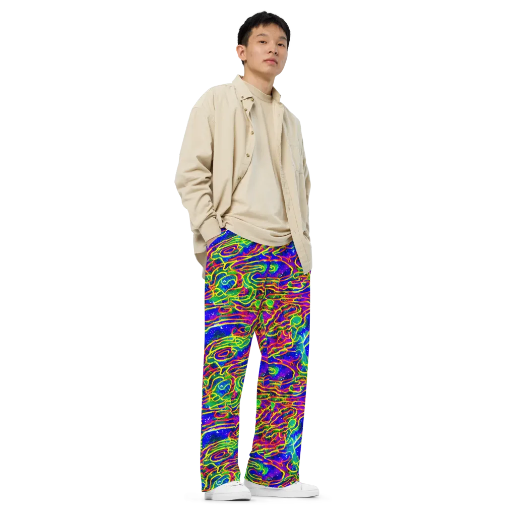 Neon Bioluminescence on Wide-Leg Pants — Right Front