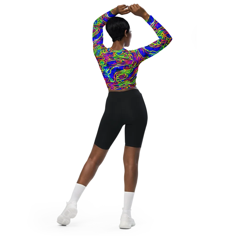 Neon Bioluminescence on Long Sleeve Crop Top — Back