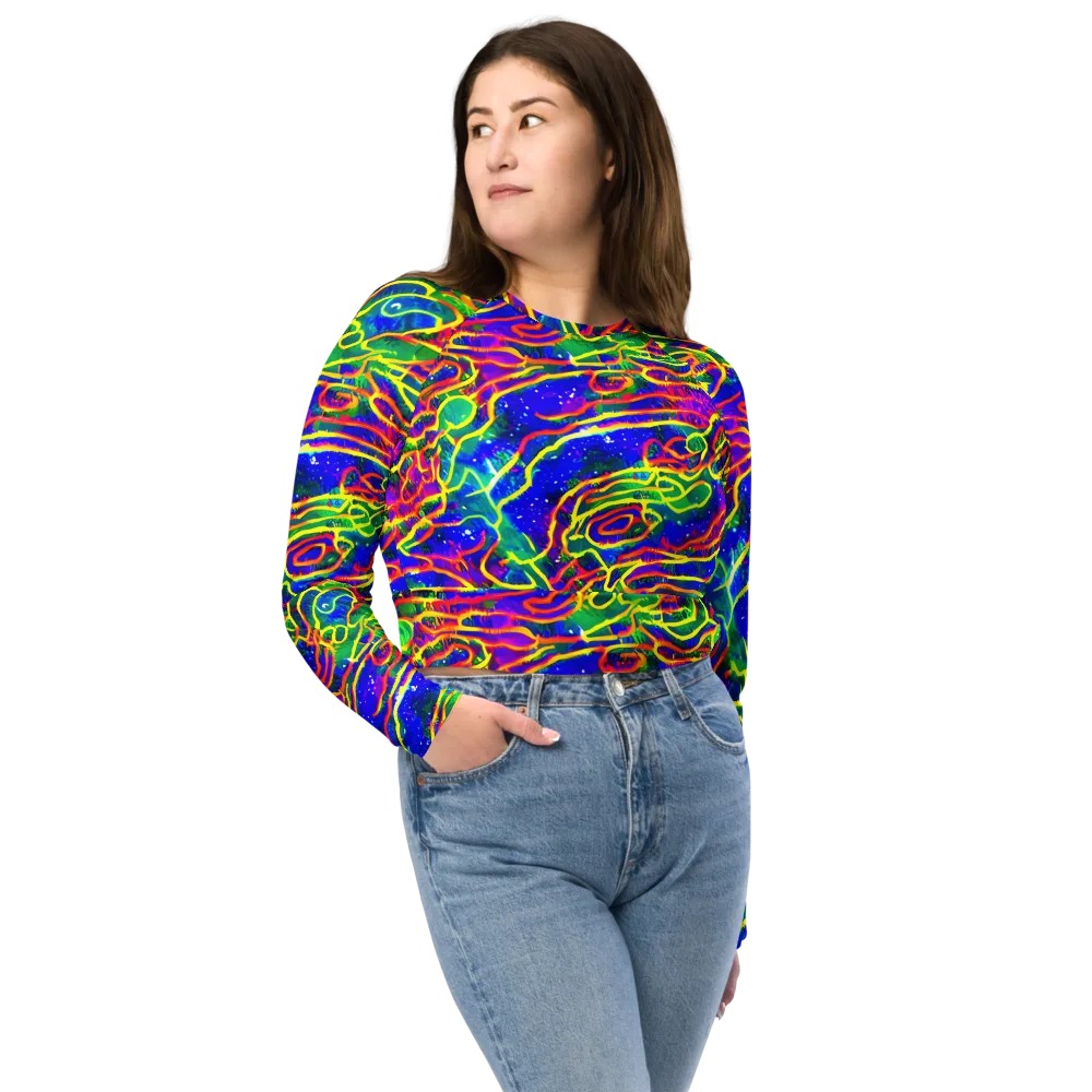 Neon Bioluminescence on Long Sleeve Crop Top — Front