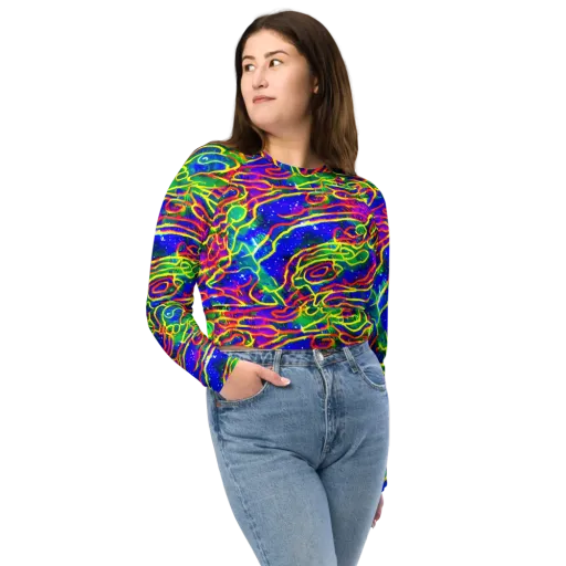 Neon Bioluminescence on a Long Sleeve Crop Top